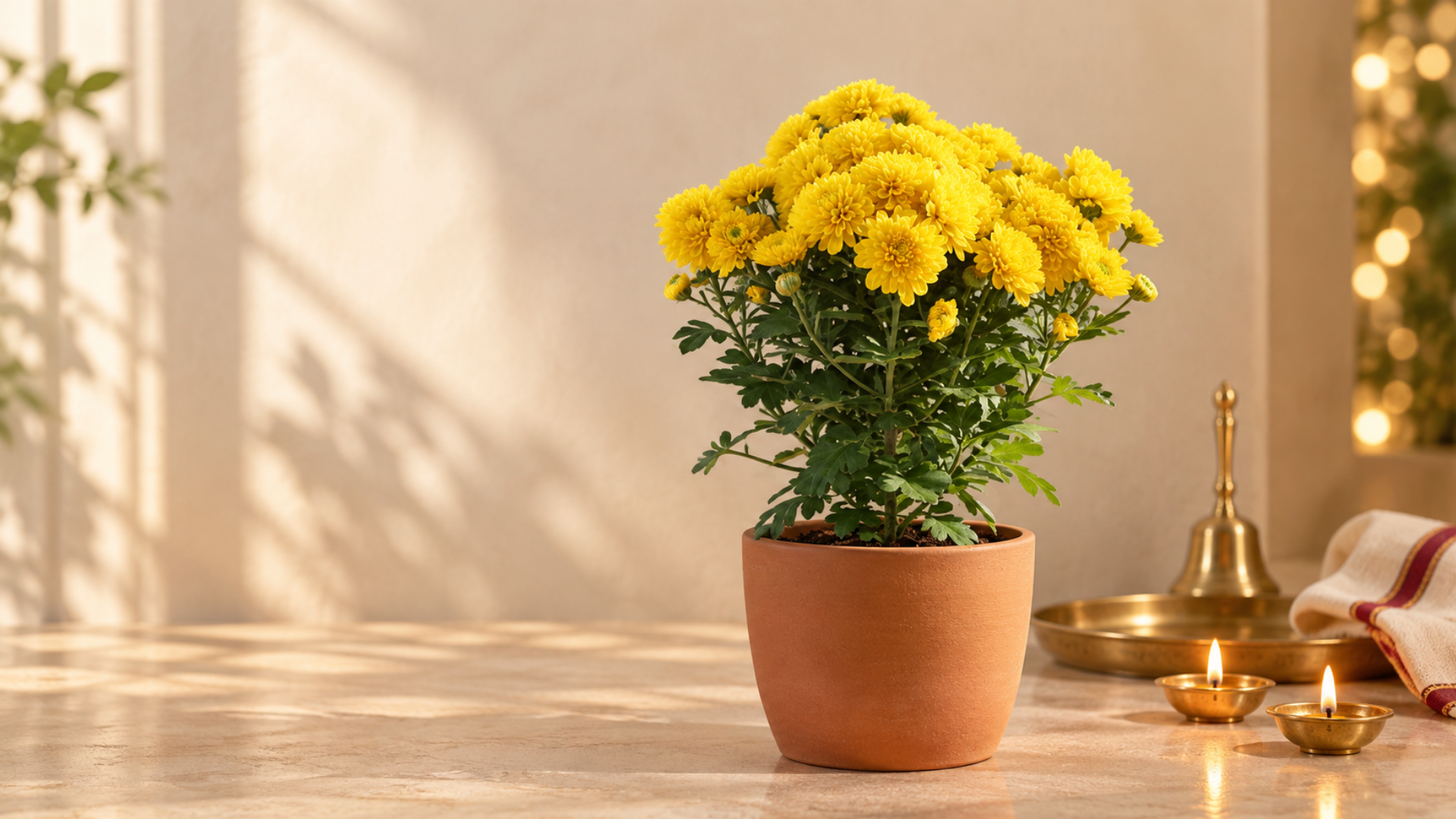 Day 3 (Maa Chandraghanta): Yellow Chrysanthemum (पीला गुलदाउदी)